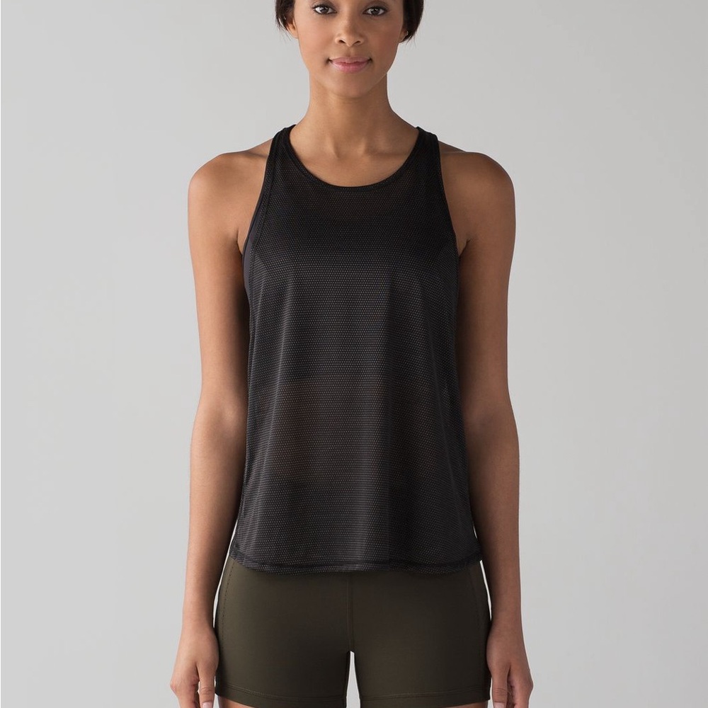 Lululemon Athletica Women’s Pushing Limits Tank Black White Mini Polka Dots 6/Sm